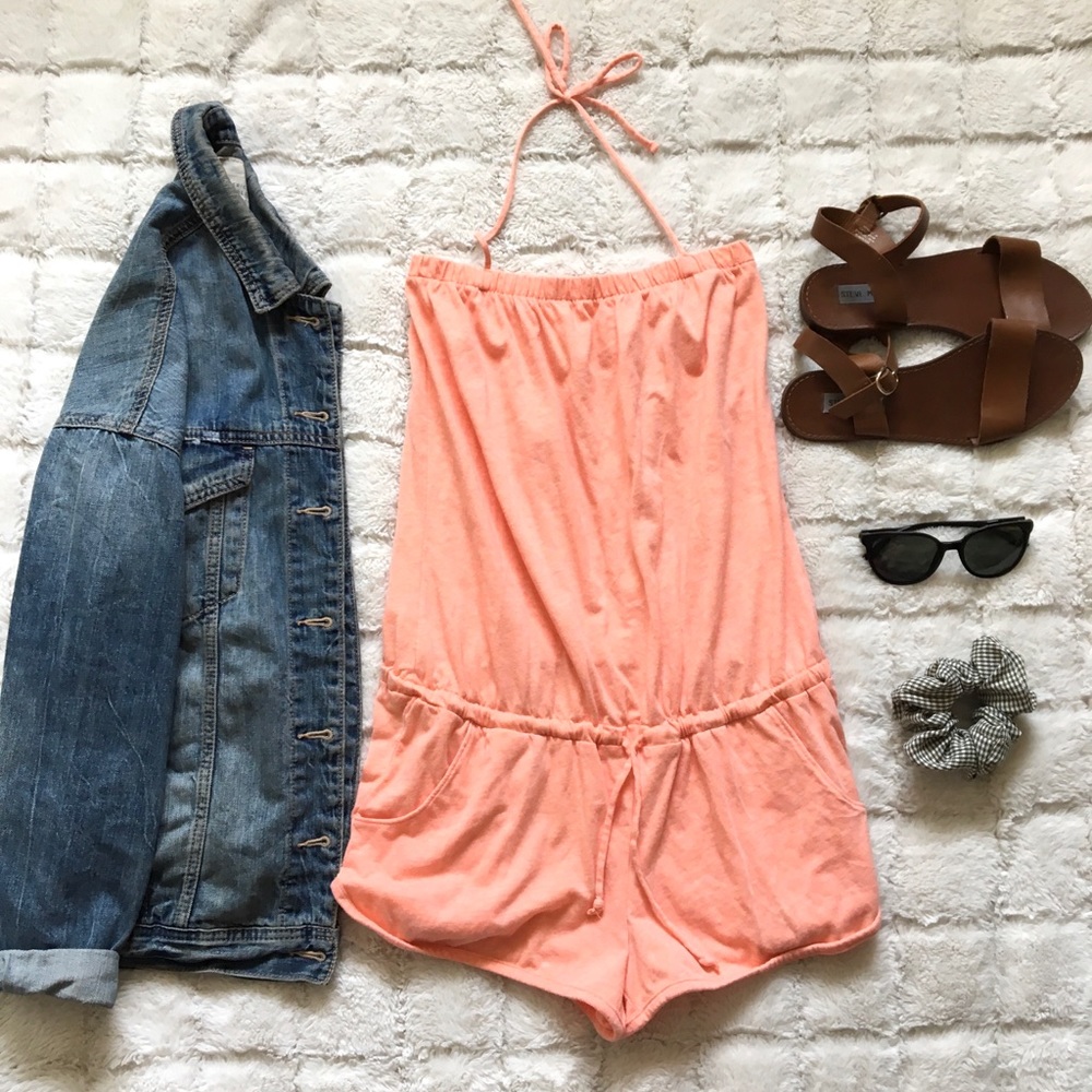 Peach halter romper